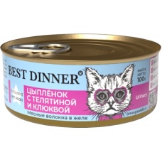 Best Dinner Exclusive Vet Profi Urinary кон.для кошек желе Цыпленок с телятиной и клюквой